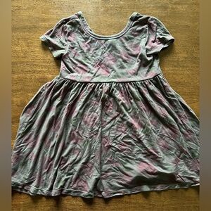Gerber hand dyed  dark Gray Casual Kids Dress with peach print